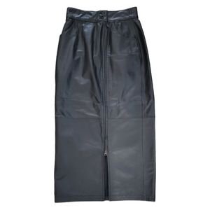 Vintage Silver Leaf Full Zip Leather Pencil Skirt Size 8 Medium